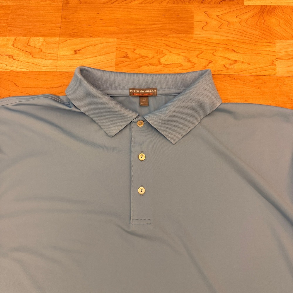 Peter Millar Summer Comfort Polo Shirt Mens 2XT Blue Short Sleeve Golf Top